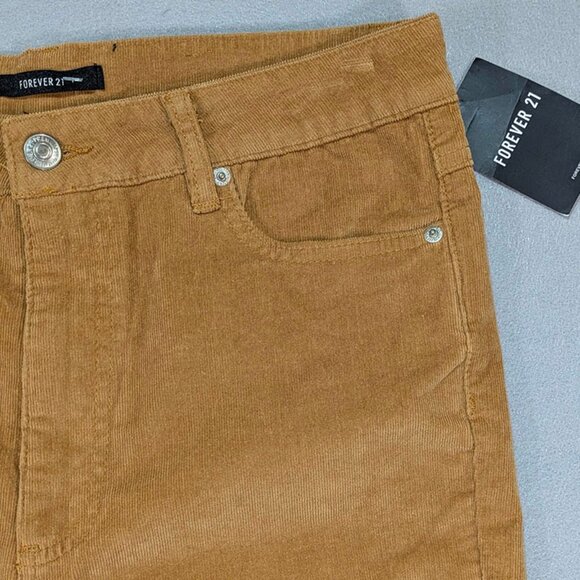 NEW Forever 21 Corduroy Pants Womens L Camel Flare Academia 70's Retro High Rise - Picture 3 of 10